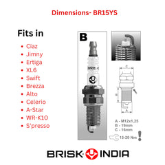 BRISK SILVER RACING SPARK PLUGS BR15YS FOR SUZUKI JIMNY
